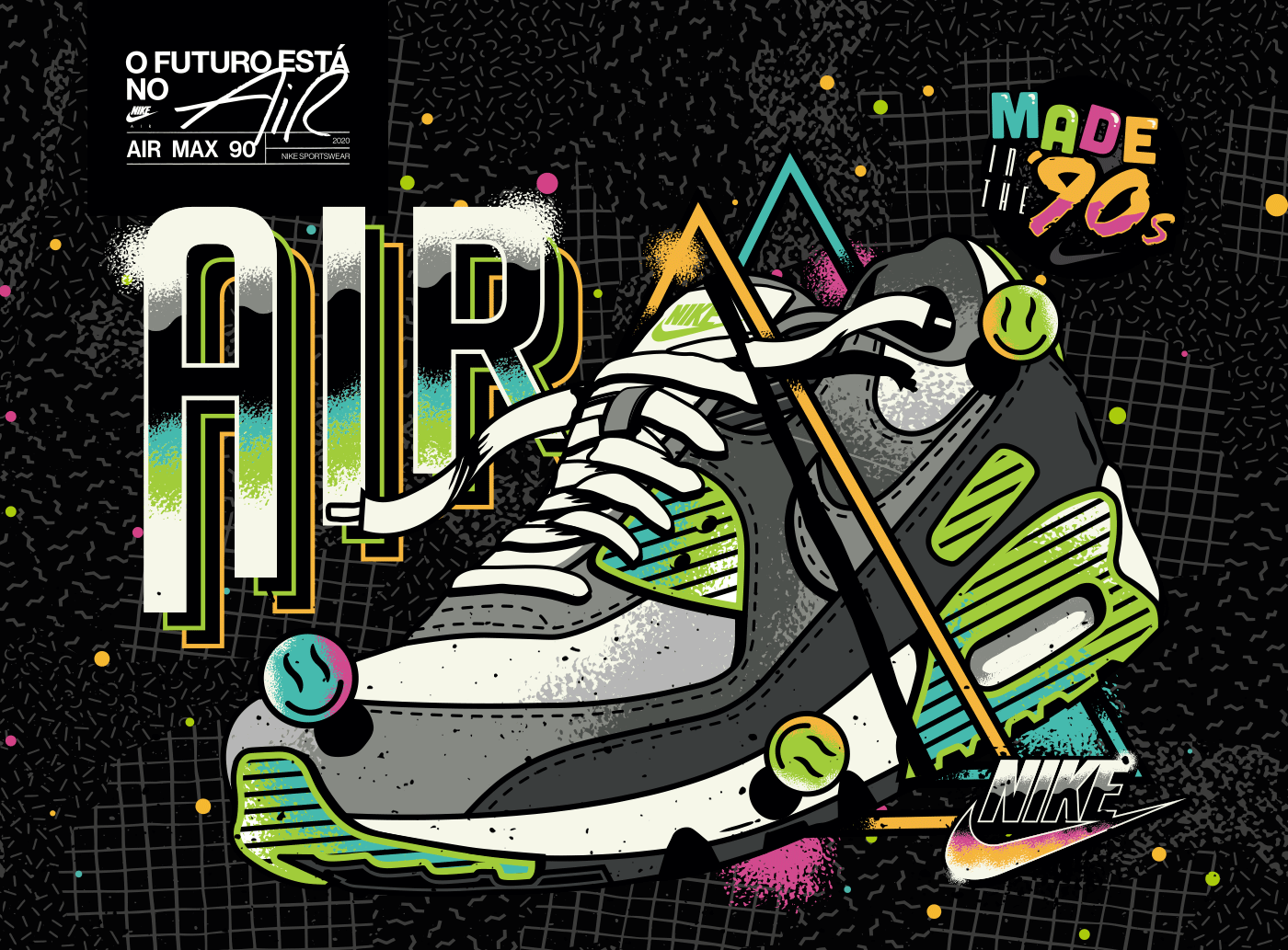 90s air max athletic basketball Illustrator Nike sneaker sport street wear vector