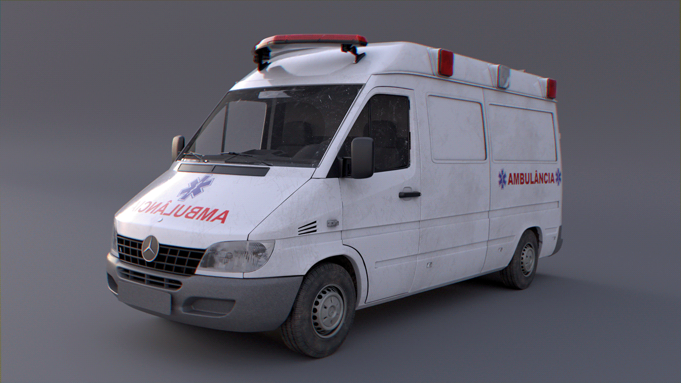 Vehicle 3D Render ambulance prop asset