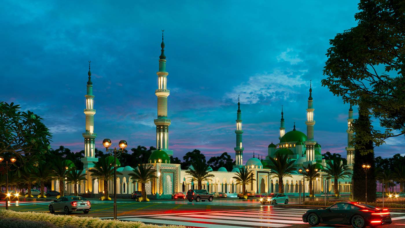 architecture visualization 3ds max CGI Render 3D corona mosque Islamic Architecture bluemosque