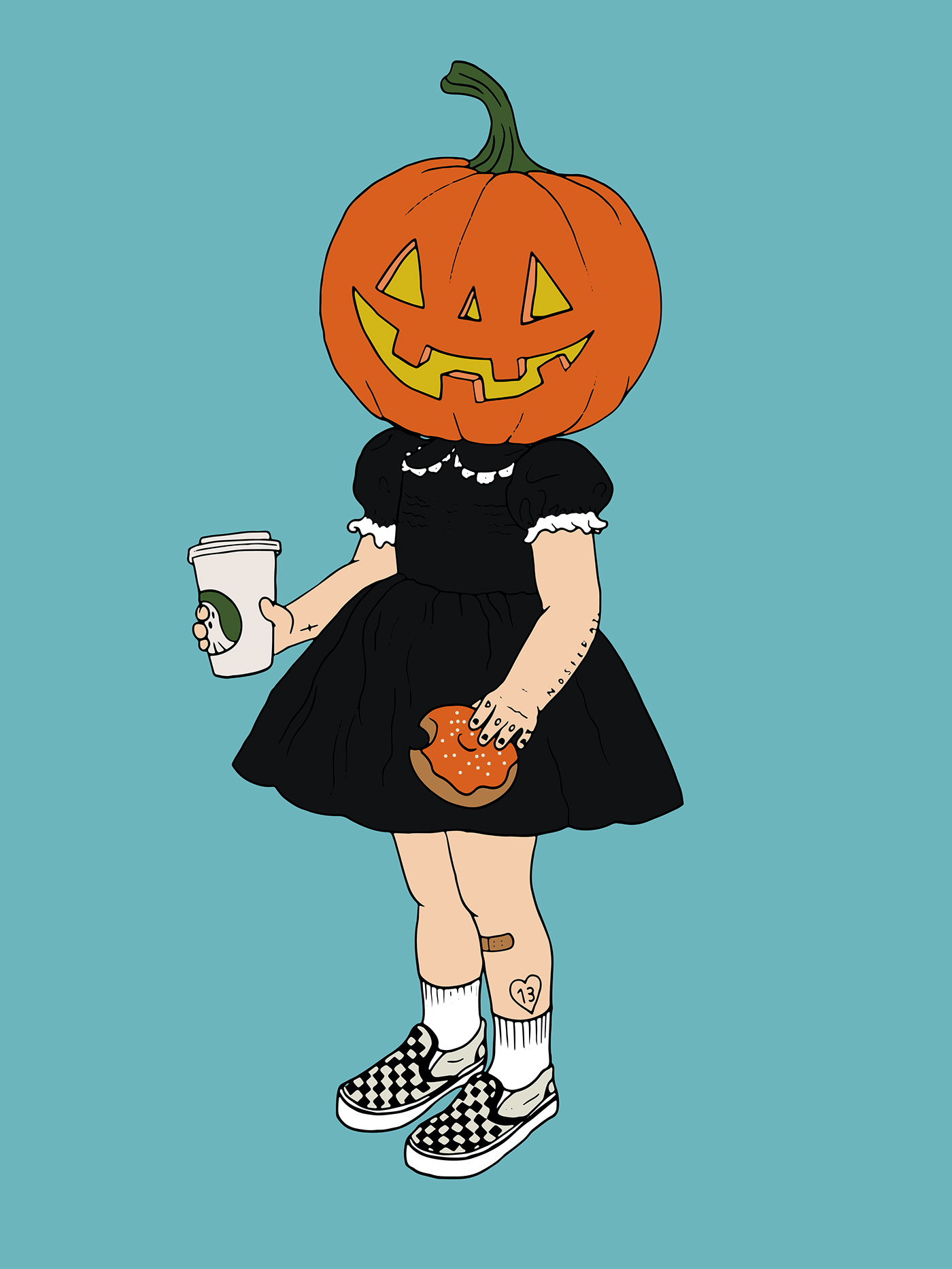 girl,pumpkin,pumpkin spice,spooky,Vans,tattoos,thirteen,doughnut,junk food,...