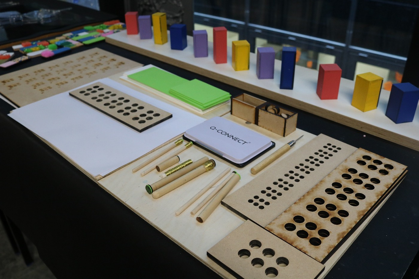 Braille Visual impairment interaction text laser cut Protoype wood