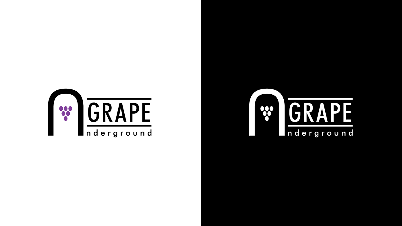 Grape Undeground wine Mockup Logo Design presentation Futura modern Website grape