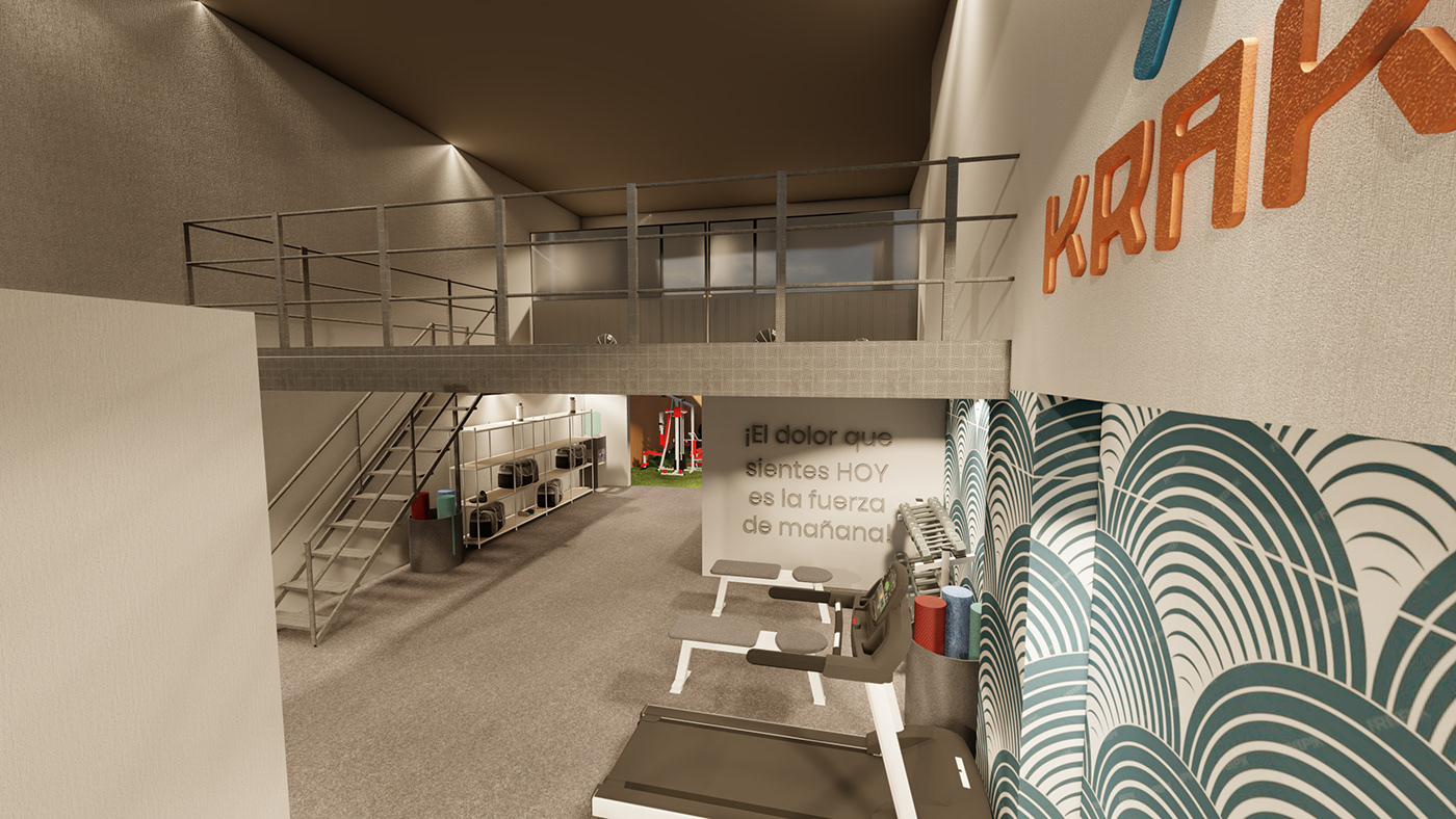 gym sport design architecture interior design  Render 3D visualization modern lumion