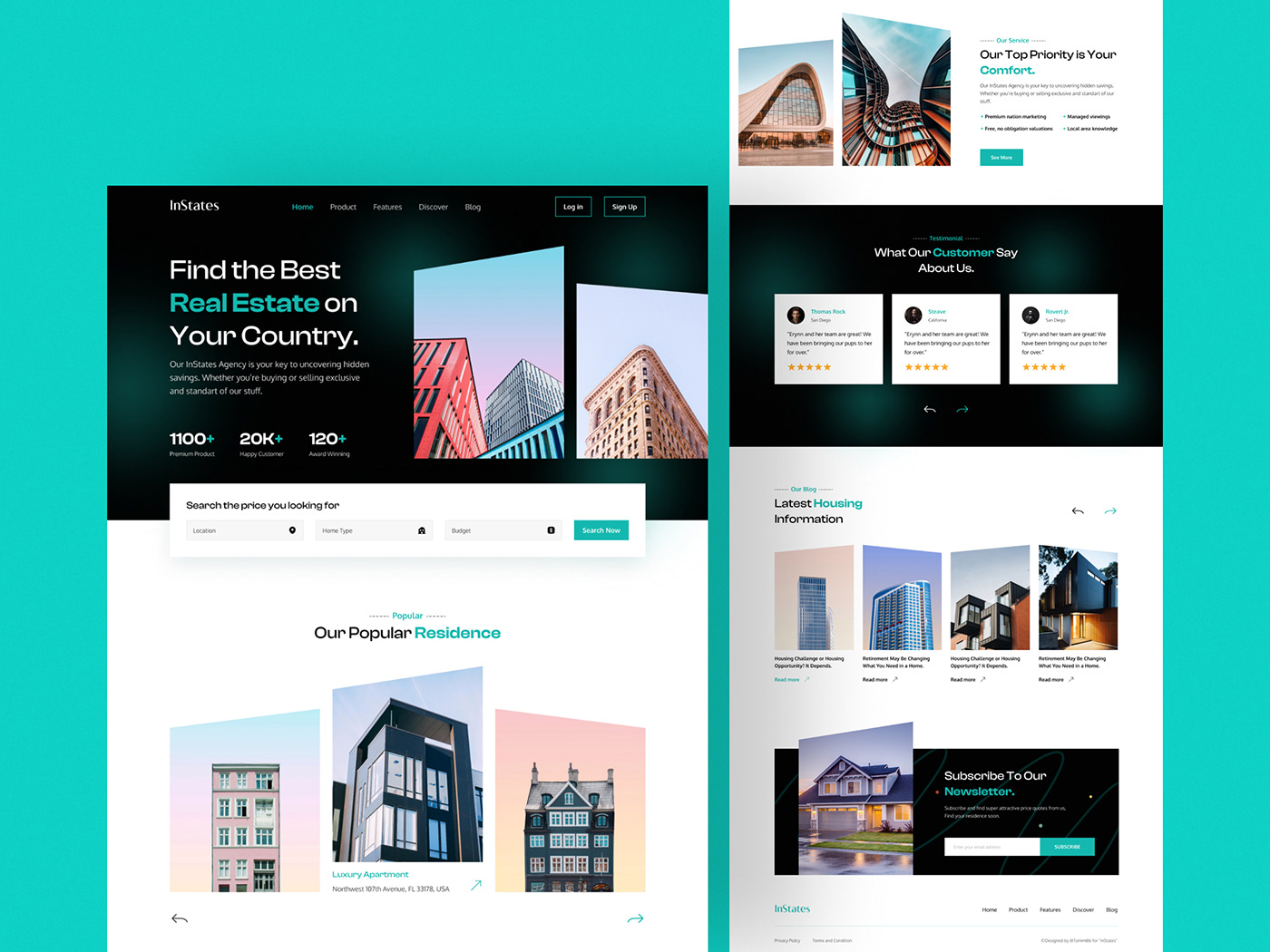 agency architecture business house landing page property real estate UI/UX user interface Website
