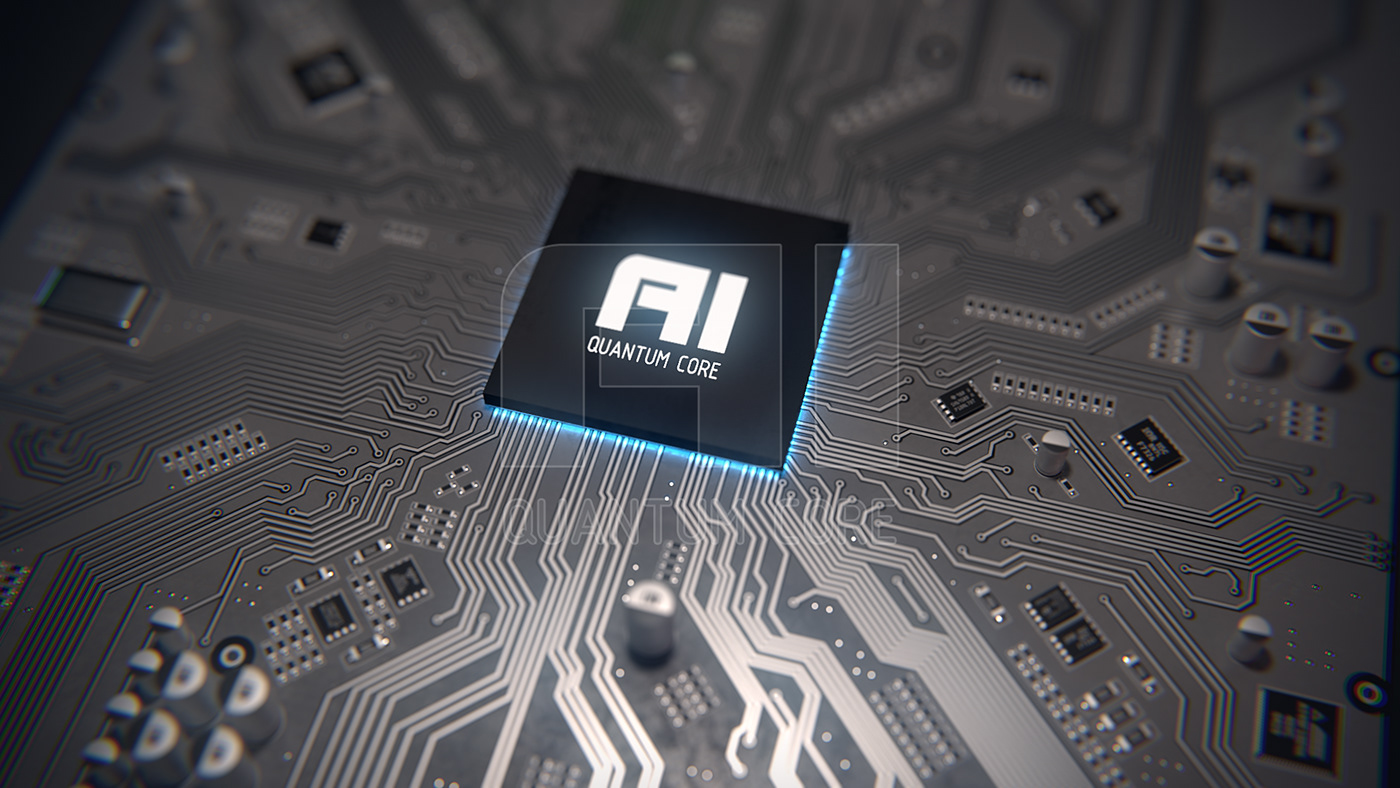 ai Noai quantum core processor CPU chip motherboard 3D model
