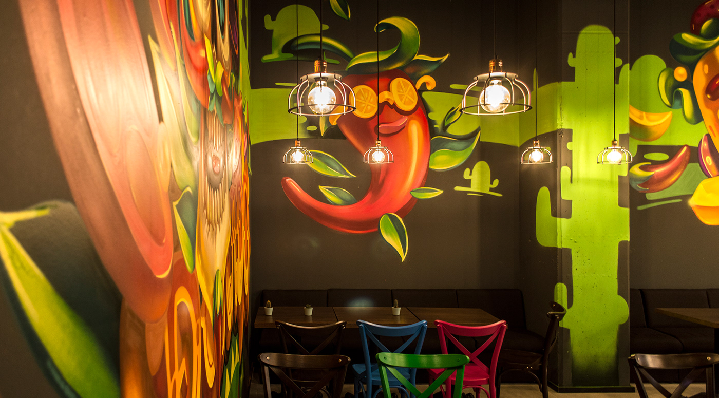 architecture interior design  Graffiti restaurant Mexican bulgaria sova