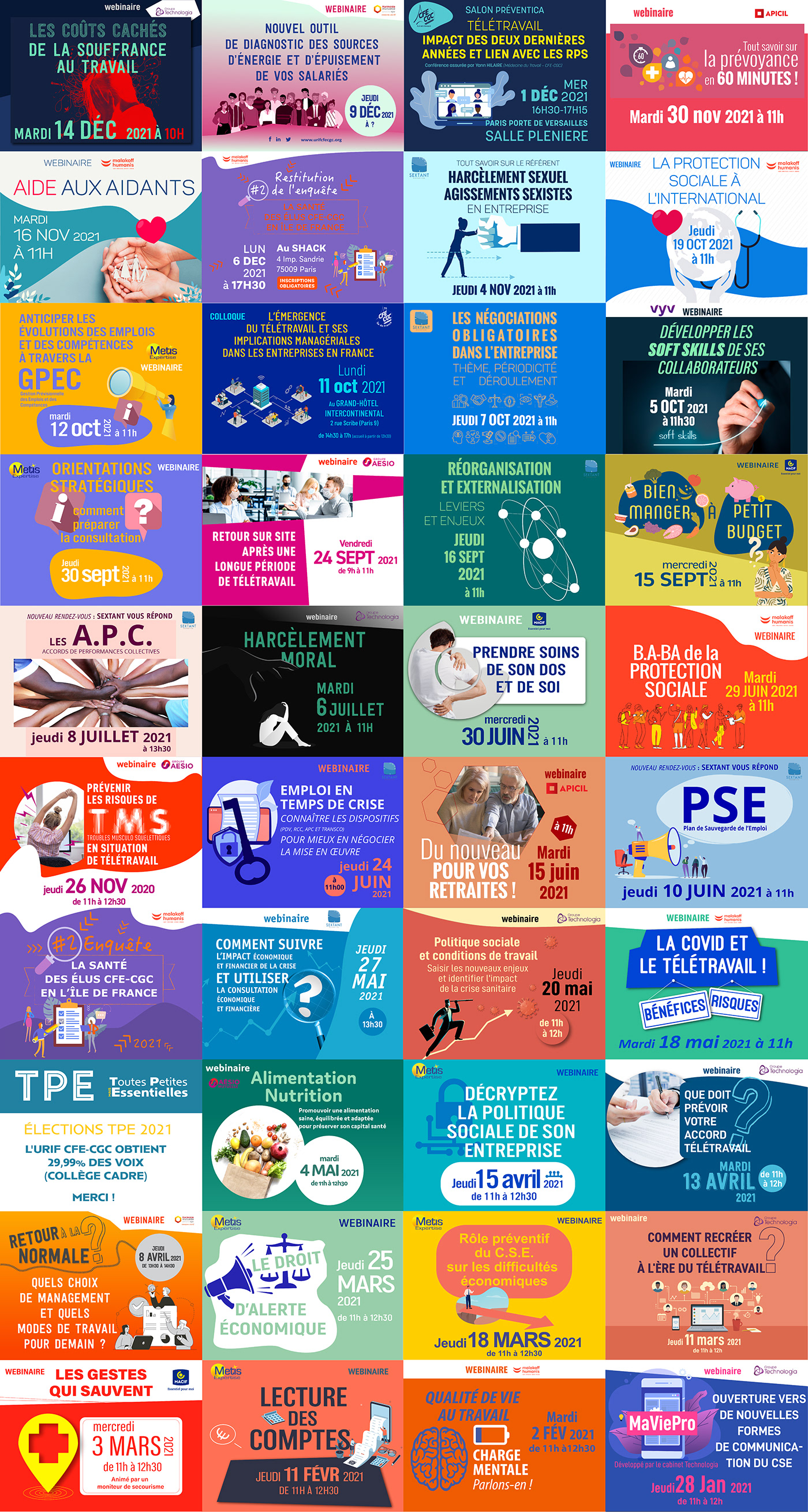 affiche colloque graphic design  identity réseaux sociaux santé Syndicat webinaire