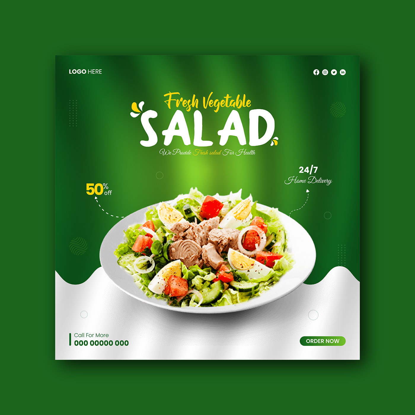 Advertising  delicious Food  fresh healthy menu restaurant salad Social media post vegetables