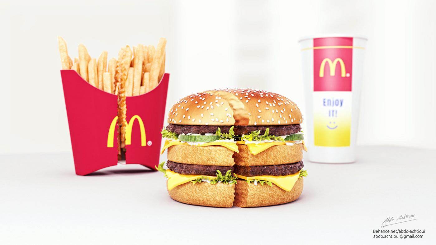 McDonalds FOOD - 3D CG Art design creative model texturing lighting photorealistic render
