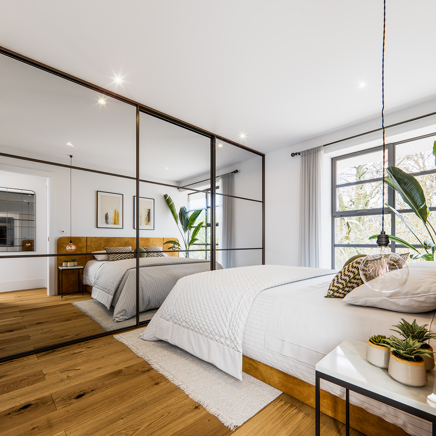 3D apartment bedroom design Interior living room modern rendering visualization vray