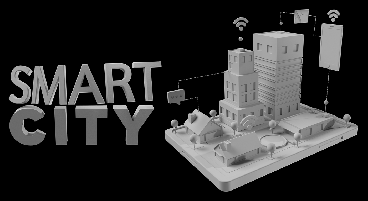 3D art c4d city digital motion Render smart city video visualization