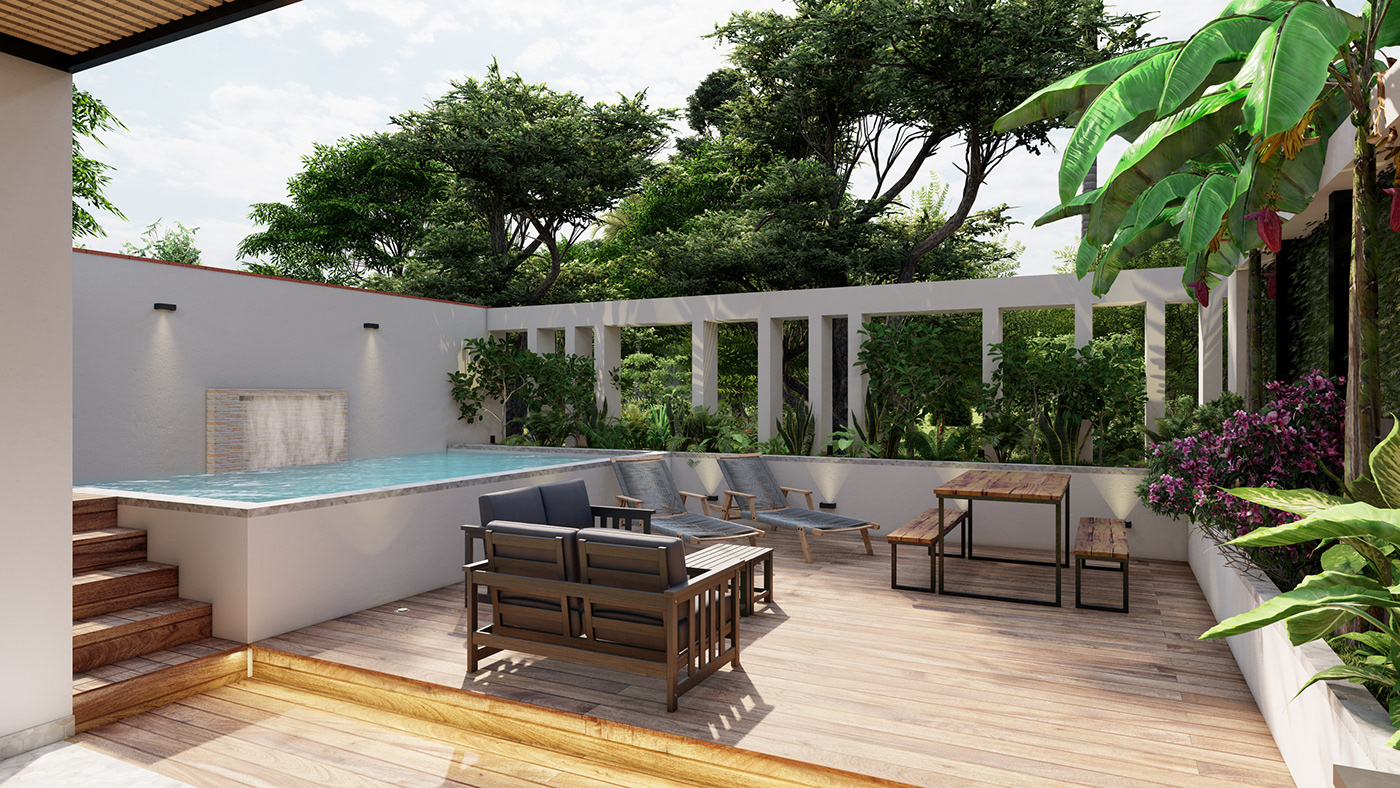 design Outdoor 3D arquitectura exterior interior design  lumion Render SketchUP swimming pool