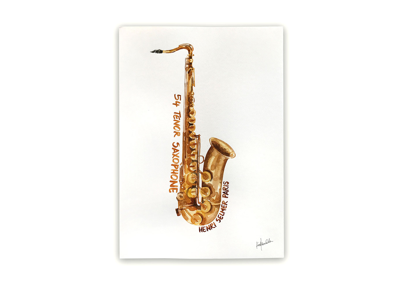 watercolourillustration Musical Instruments trombone saxophone tuba french horn Clarinet oboe harp
