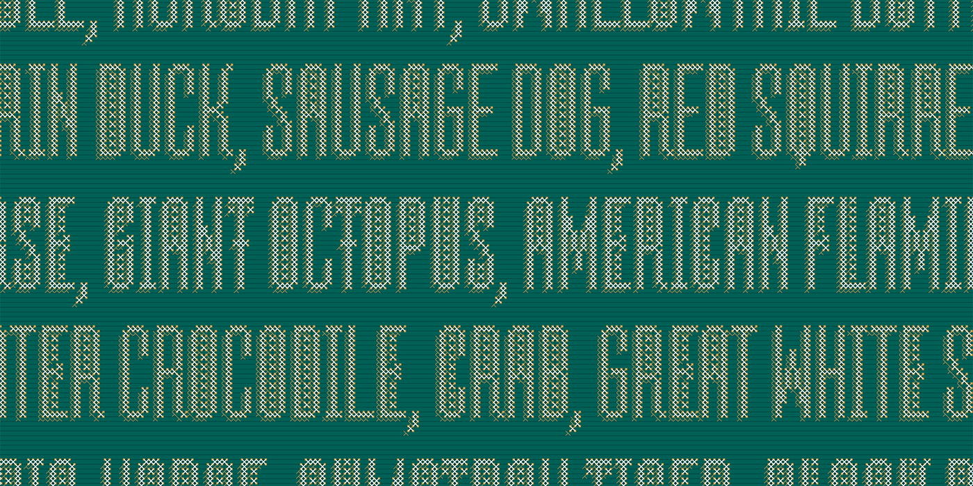 Typeface font layers cross stitch condensed cross stitch experimental Layer Font typography  