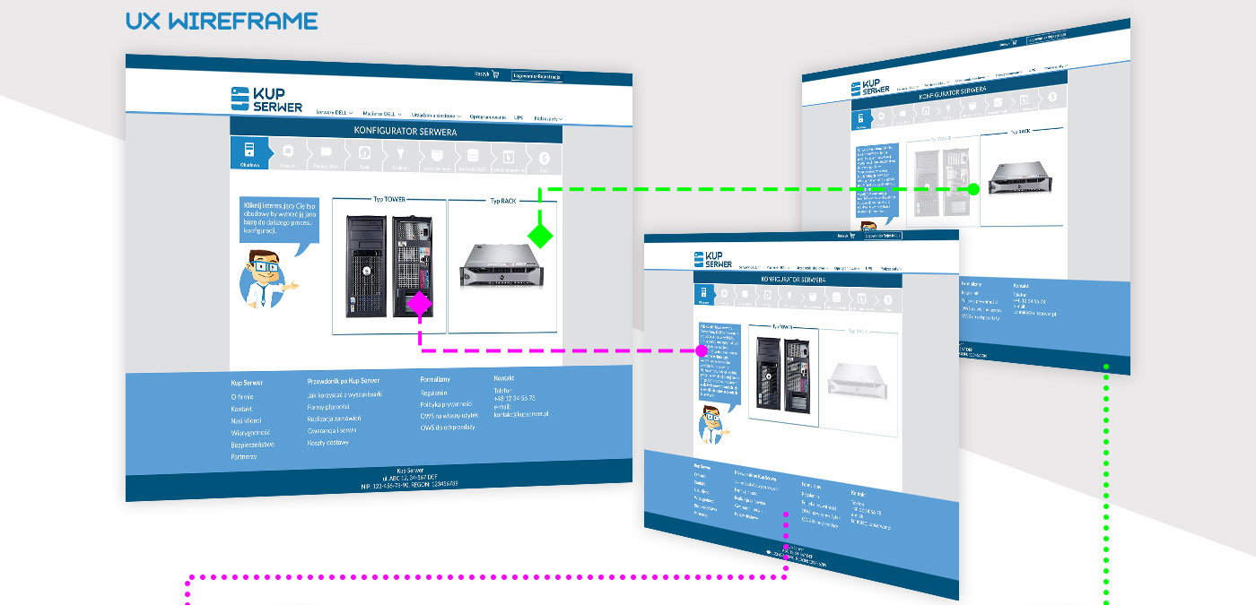 ux user experience online shopping IT Servers e-commerce Ecommerce serwer brand hero blue design