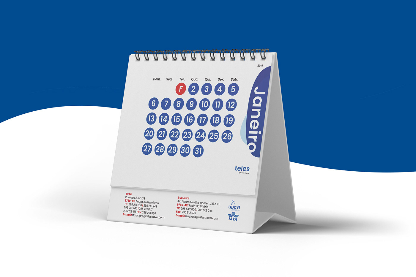 calendario Travel agency calendar blue graphic design clean world publicity