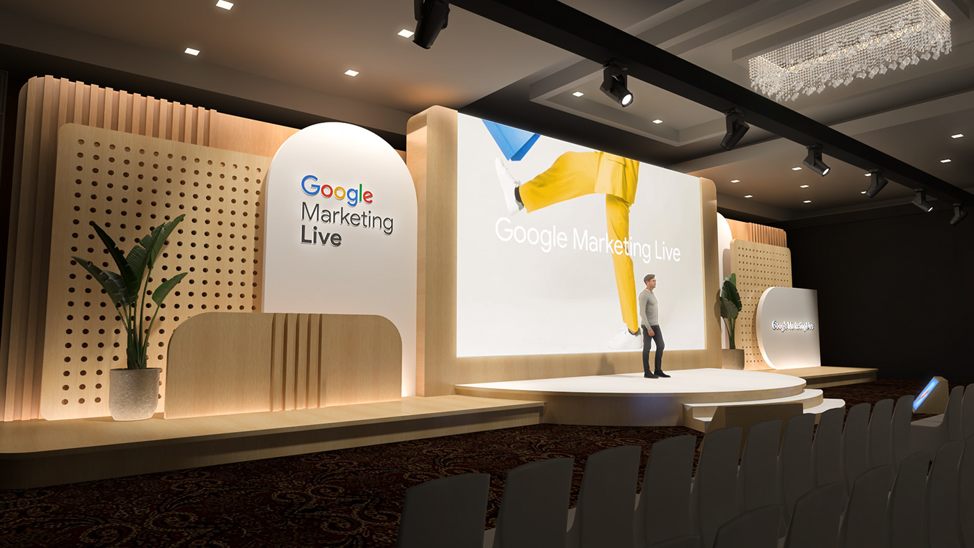 google Event Stage Render visualization conference corporate brand identity STAGE DESIGN Exhibition 