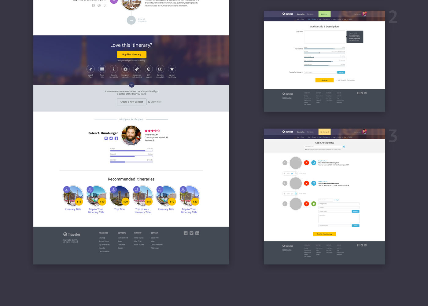 Marketplace map itinerary dashboard admin wireframes ui design concept