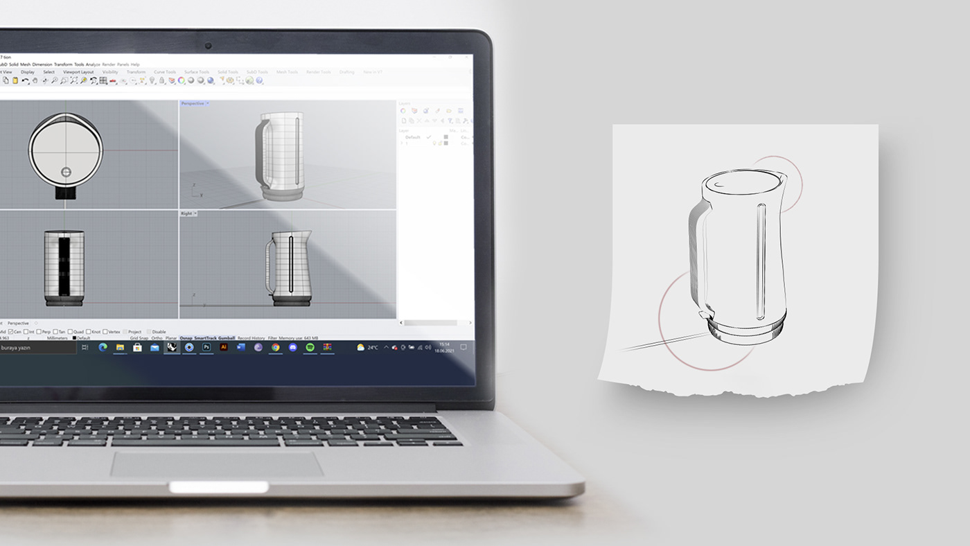 concept design industrial kettle minimal model product Render
