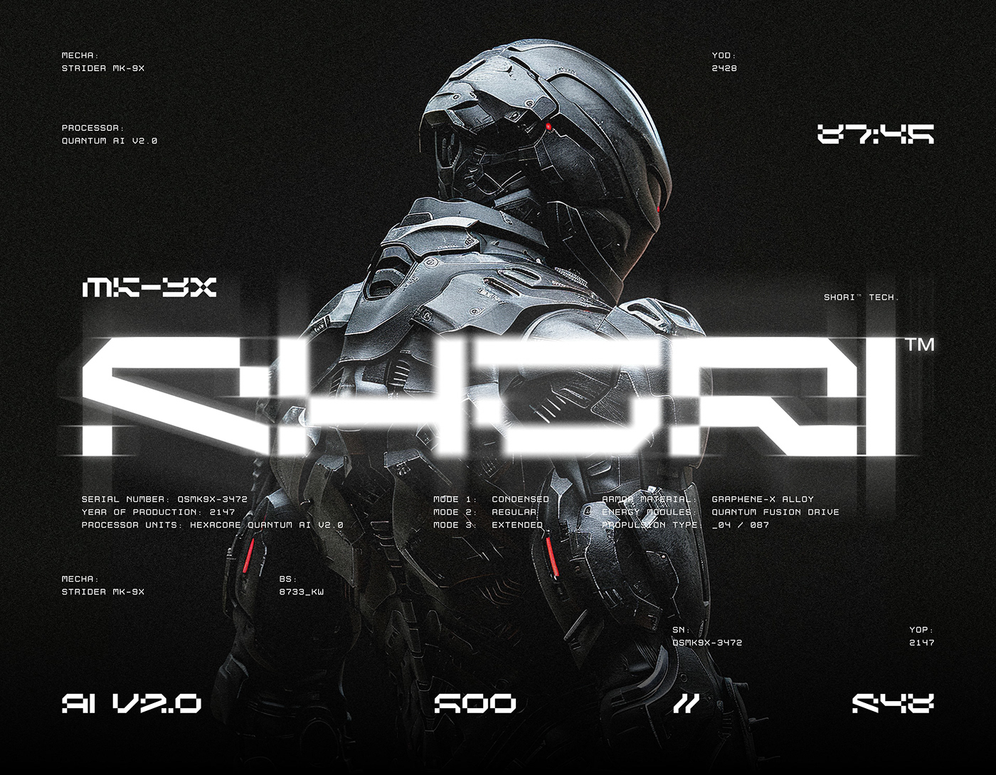 Typeface typography   Cyberpunk futuristic font modern Display lettering type mecha