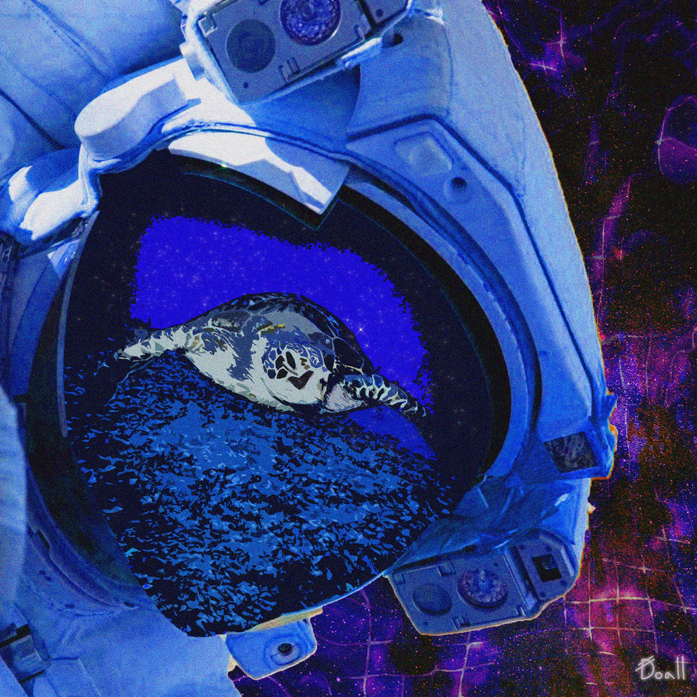Astronaut with turtle