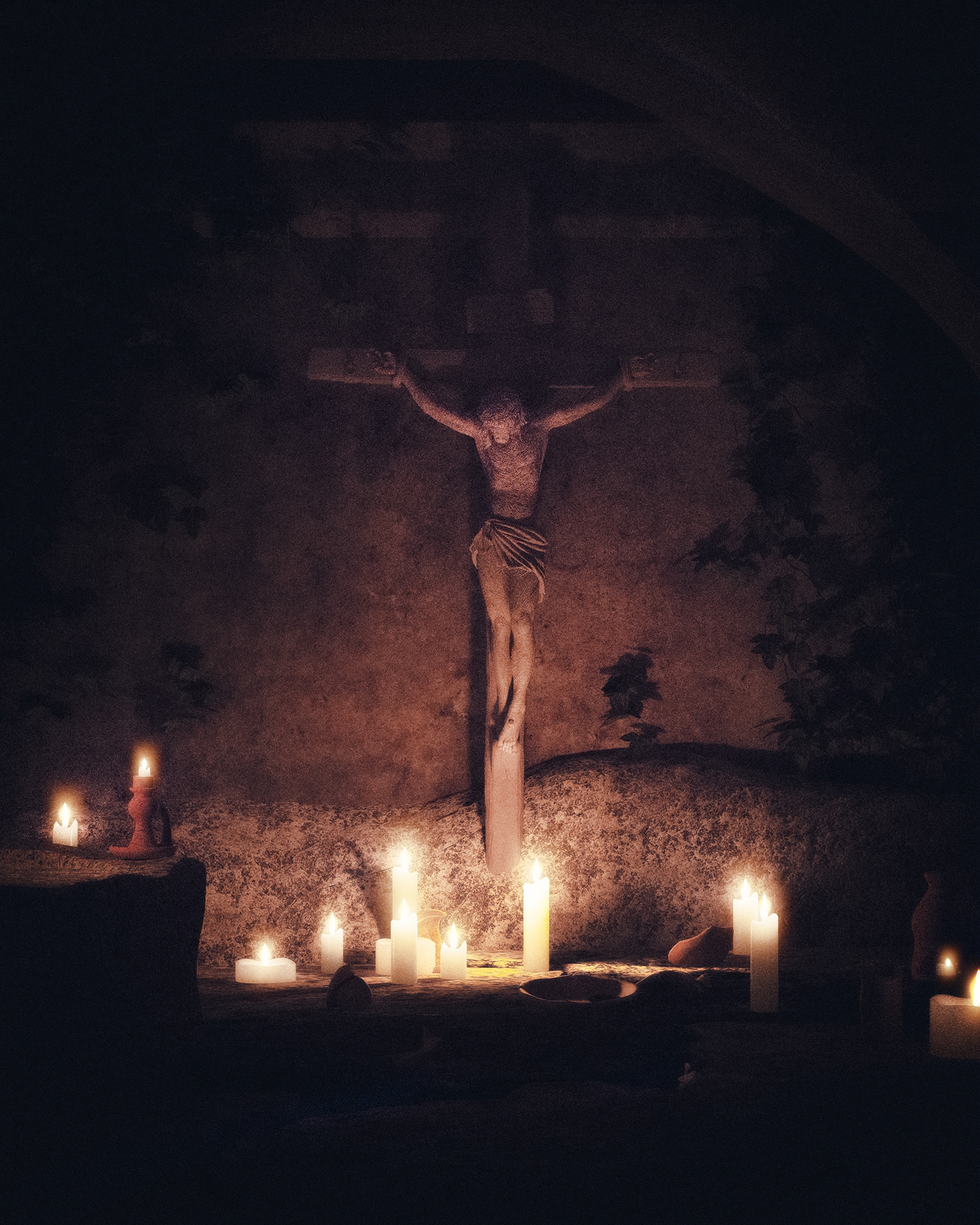 cave crucifixion dark jesus light
