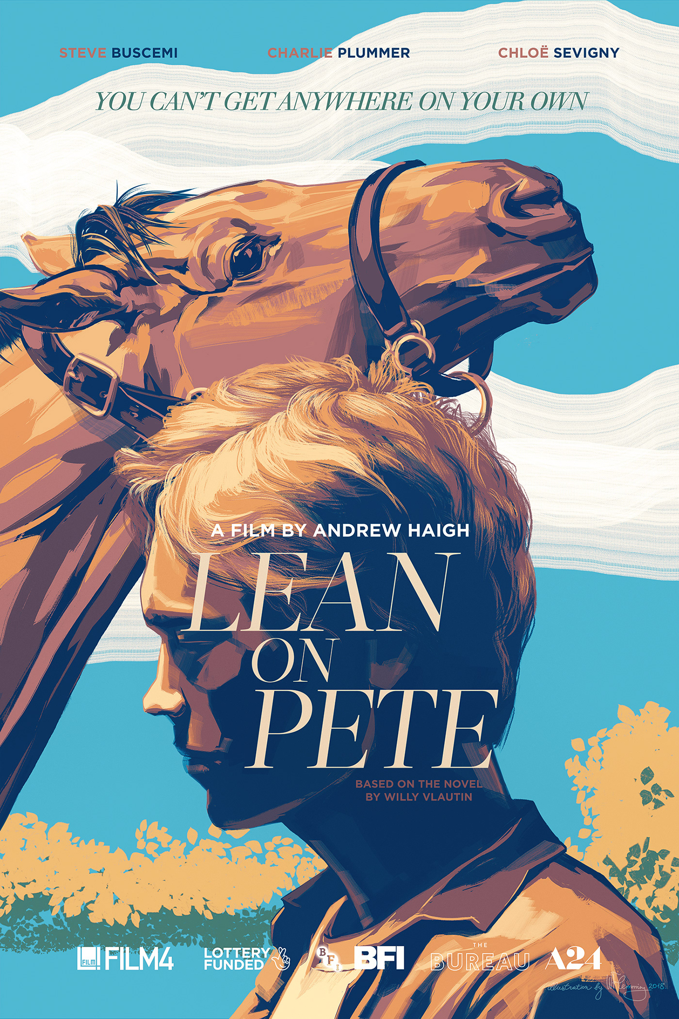 movie poster ILLUSTRATION  W Flemming portrait Andrew Haigh Steve Buscemi chloe sevigny charlie plummer horses Portraiture