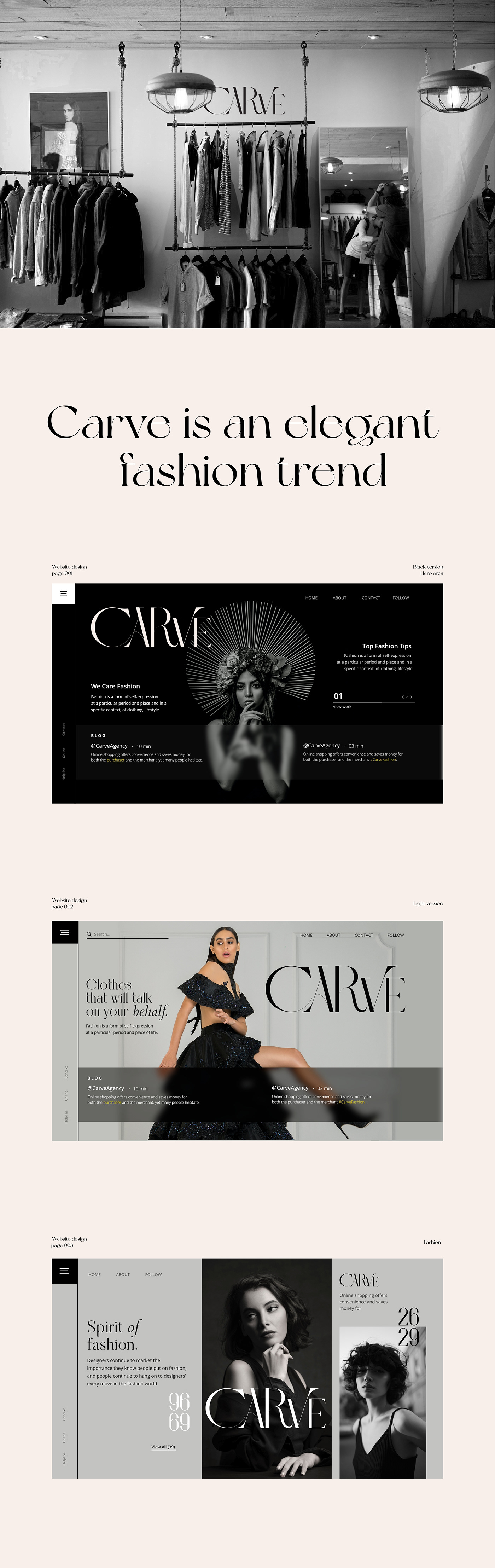 Clothing concept e-commerce fashion brand fashion identity minimal shop UI/UX Web Design  Website
