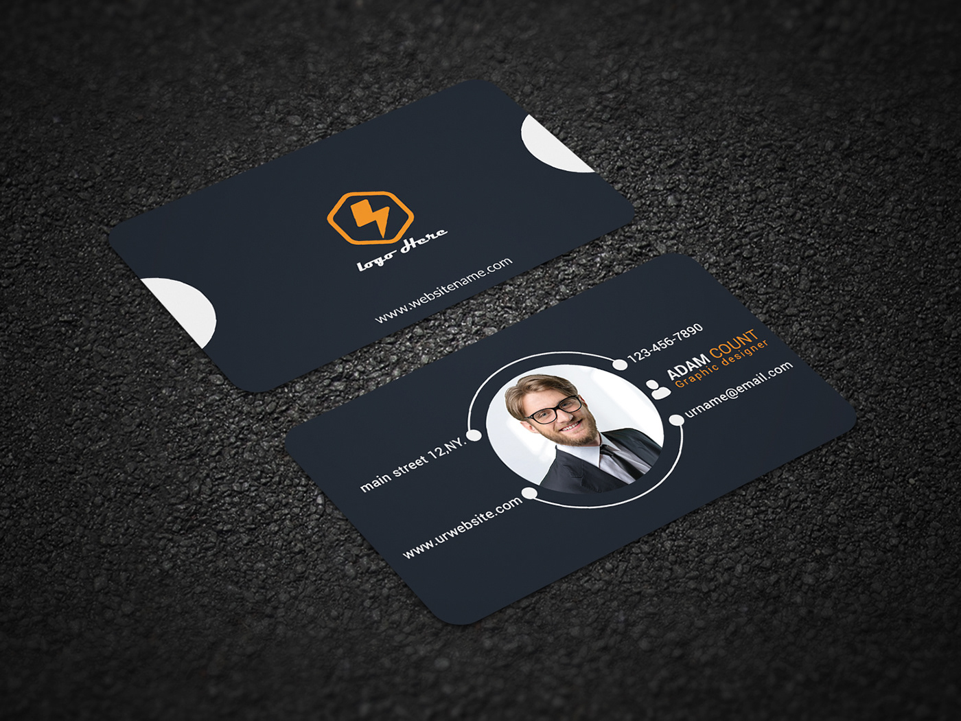 Corporate business card design template with photo  Behance With Regard To Double Sided Business Card Template Illustrator