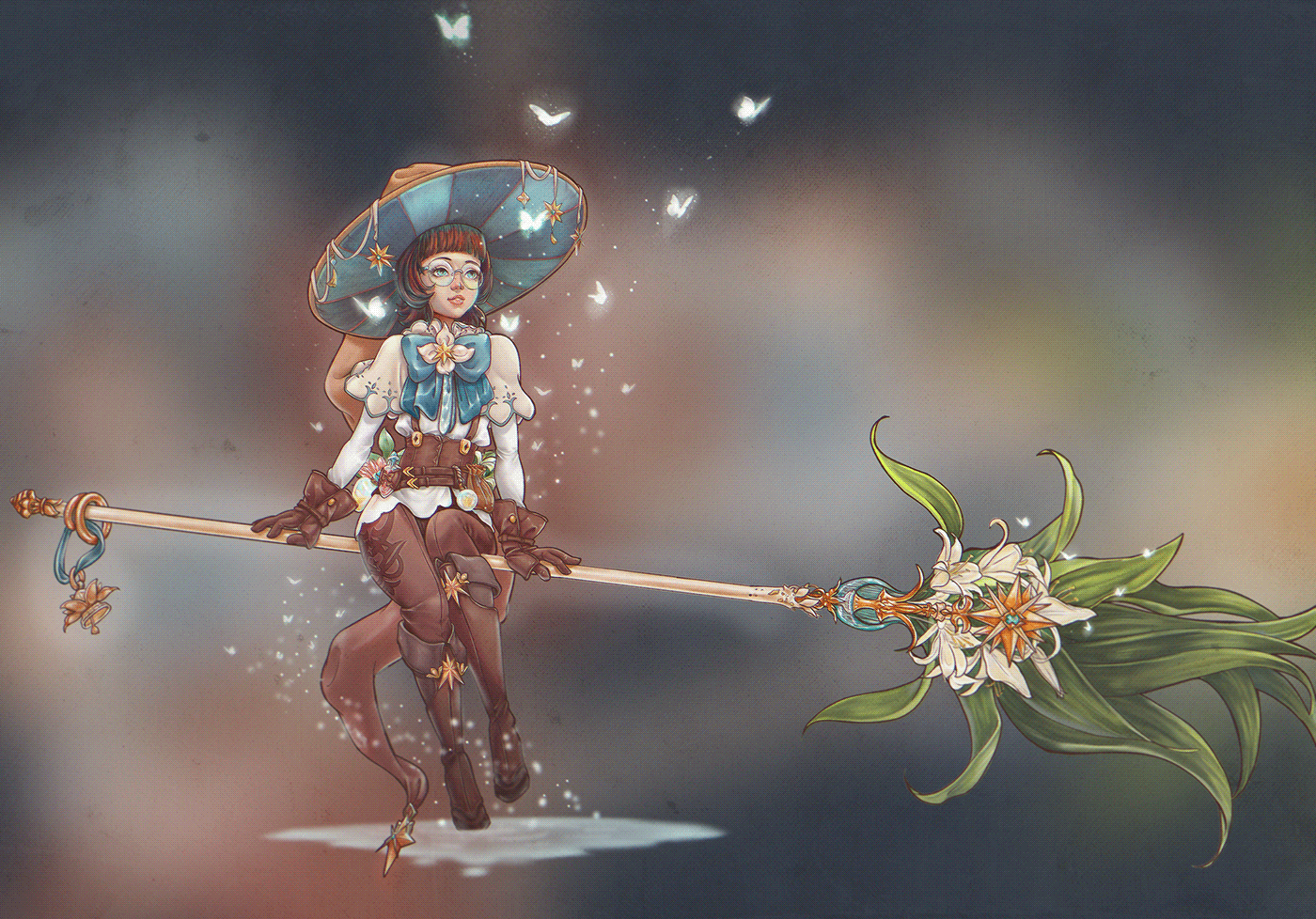 anime art butterflies Character design  concept art digital painting lily Magic   Magical Girl witch