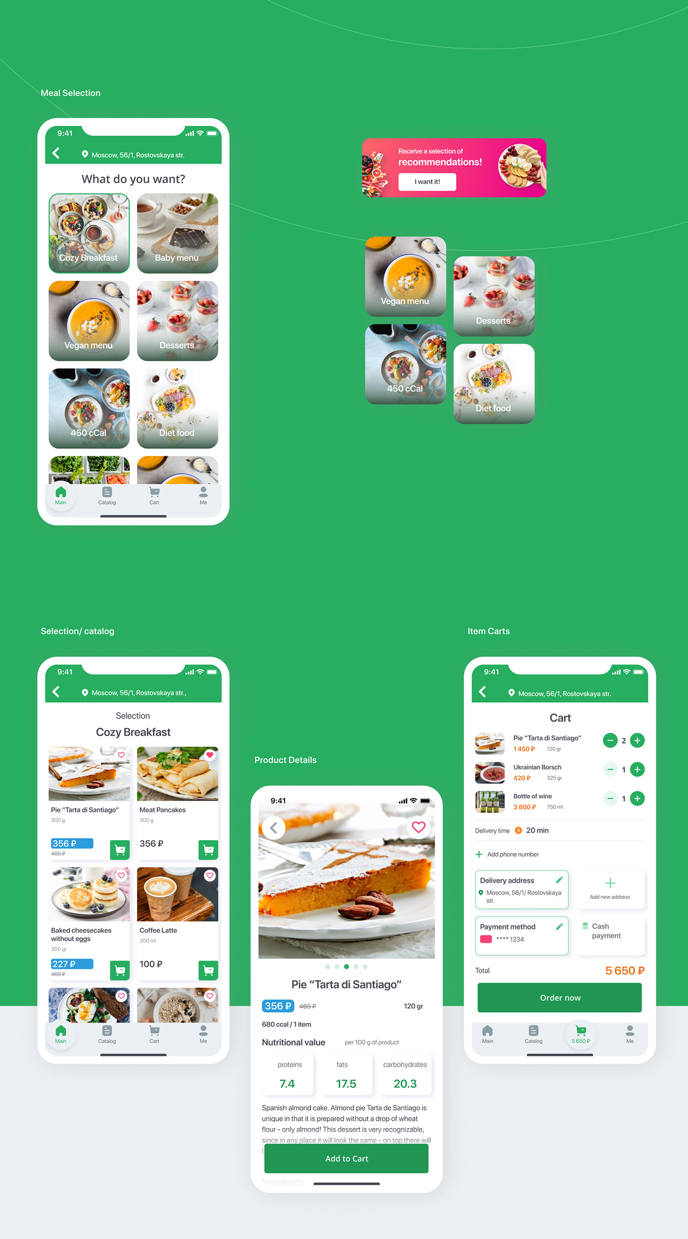 Collection delivery Food  Health healthy meal Mobile app Recommend UI ux
