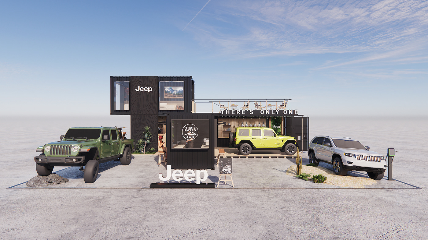 event planning Roadshow automobile brand Brand Promotion Space design off road jeep car 3D