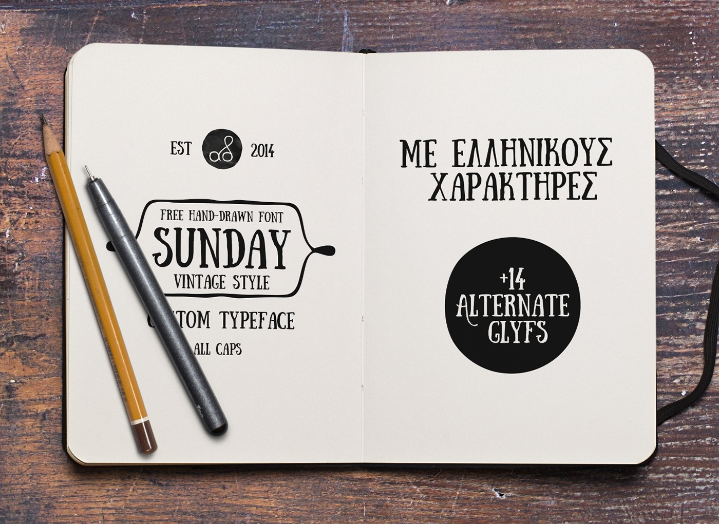 free font Free font Typeface vintage old school sunday Script hand drawn handmade greek Latin Display decorative