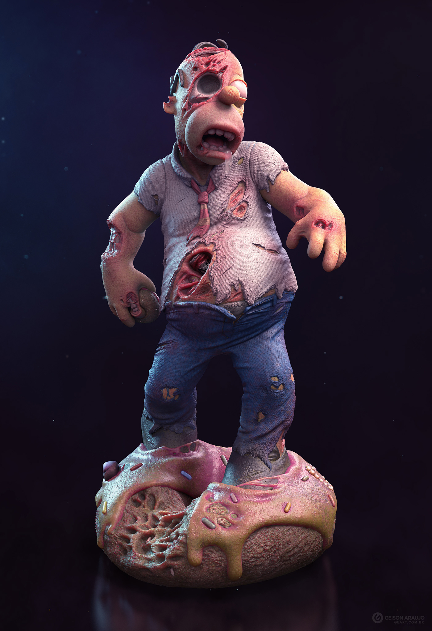Homer simpsons zombie 3D collectible Zbrush figure fanart
