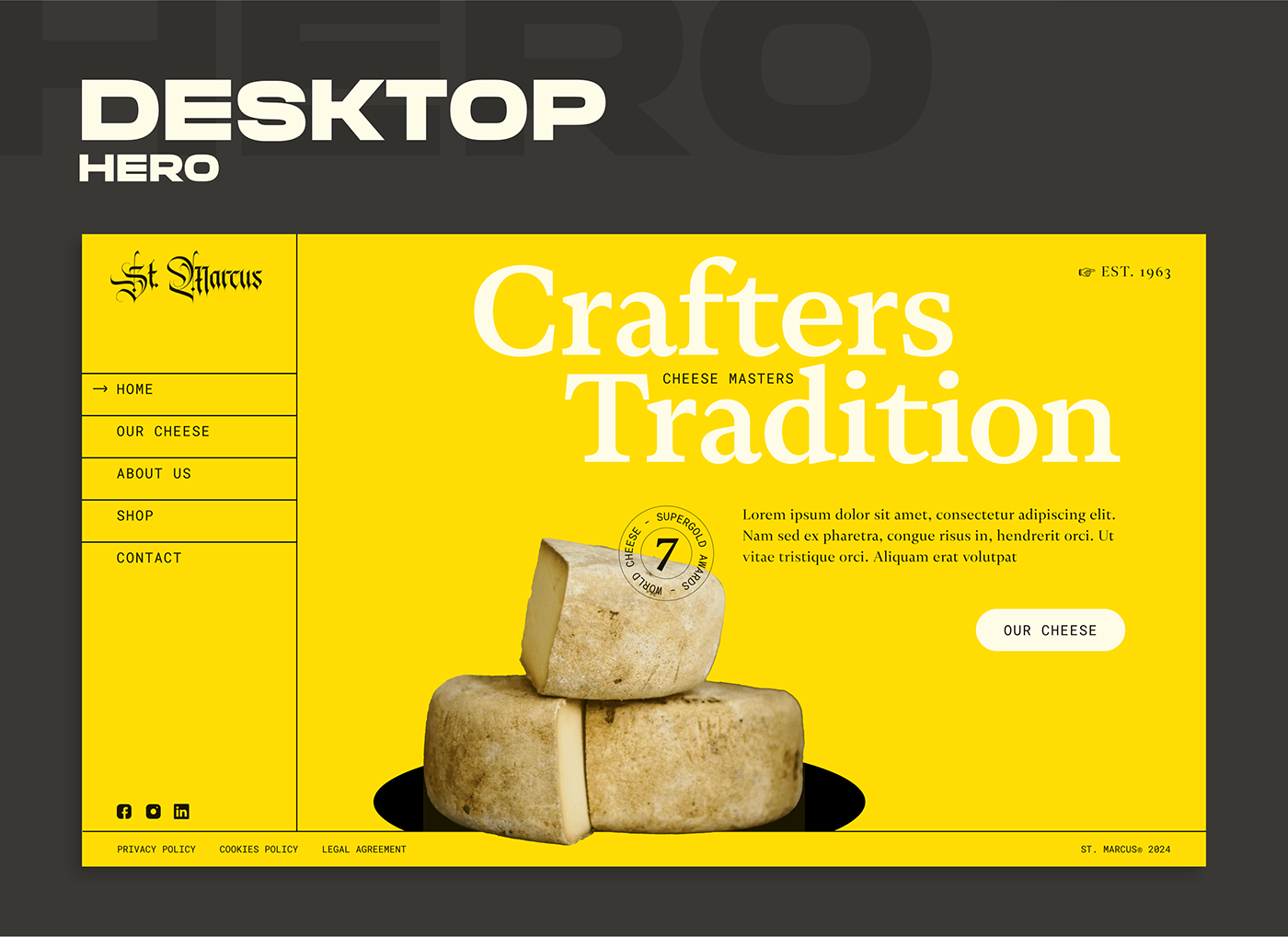 Website concept Web Design  Web mobile Cheese art direction  visual identity UI/UX landing page