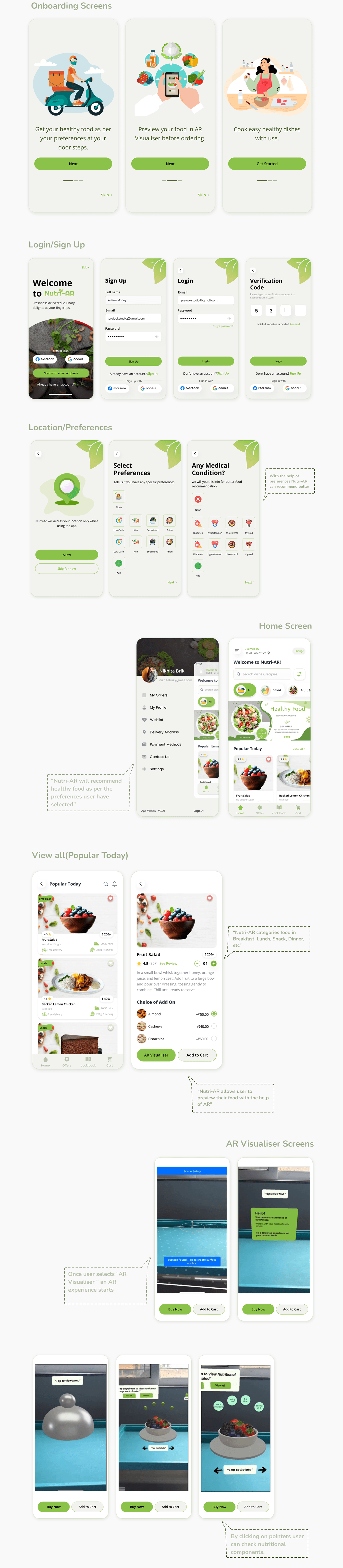 augmented reality ux/ui app design Case Study arvr Food app design FOOD INDUSTRY user experience user interface design portfolio
