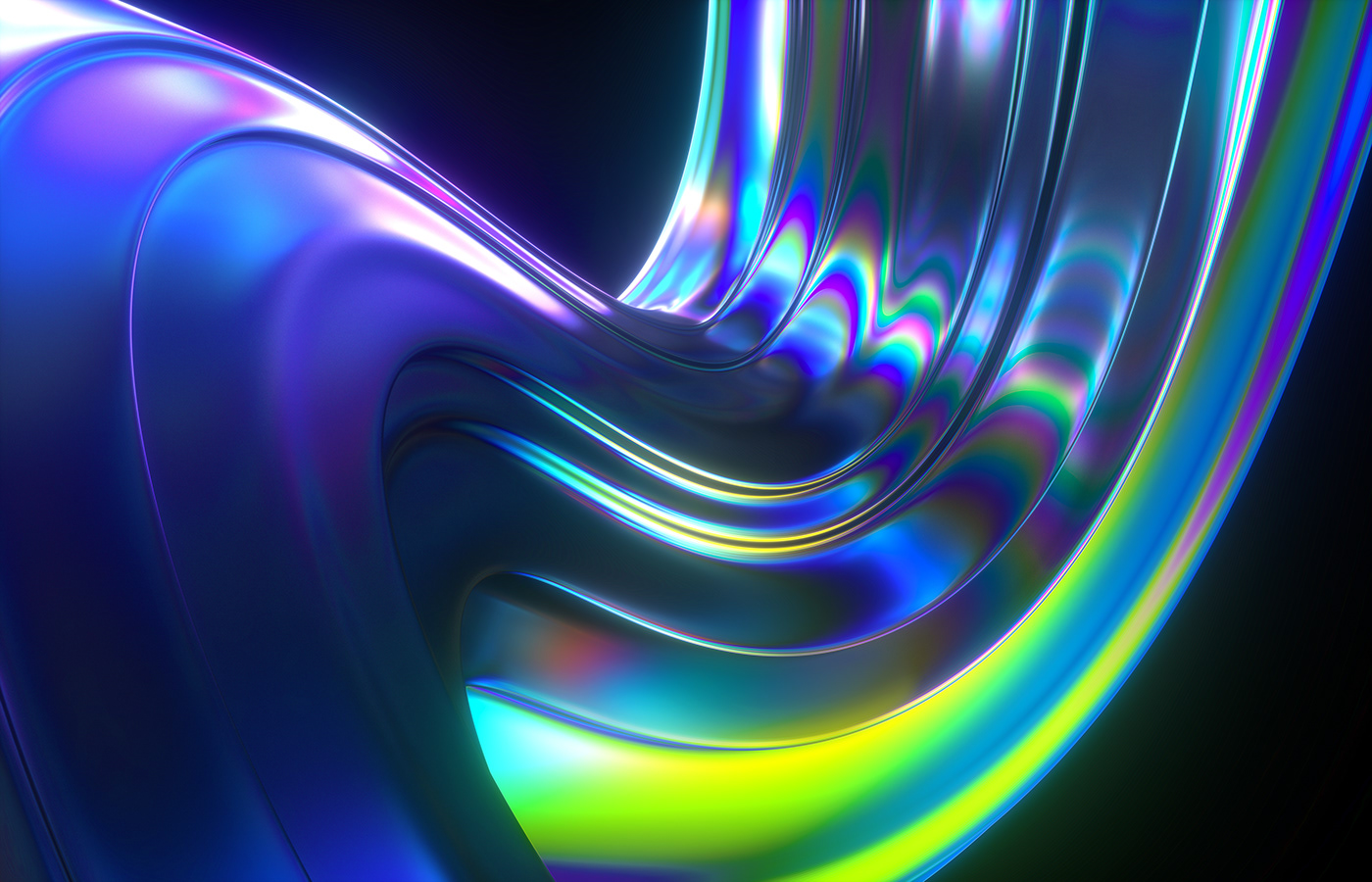 cinema4d octane iridescent rainbow abstract Digital Art  c4d wave curve gloss
