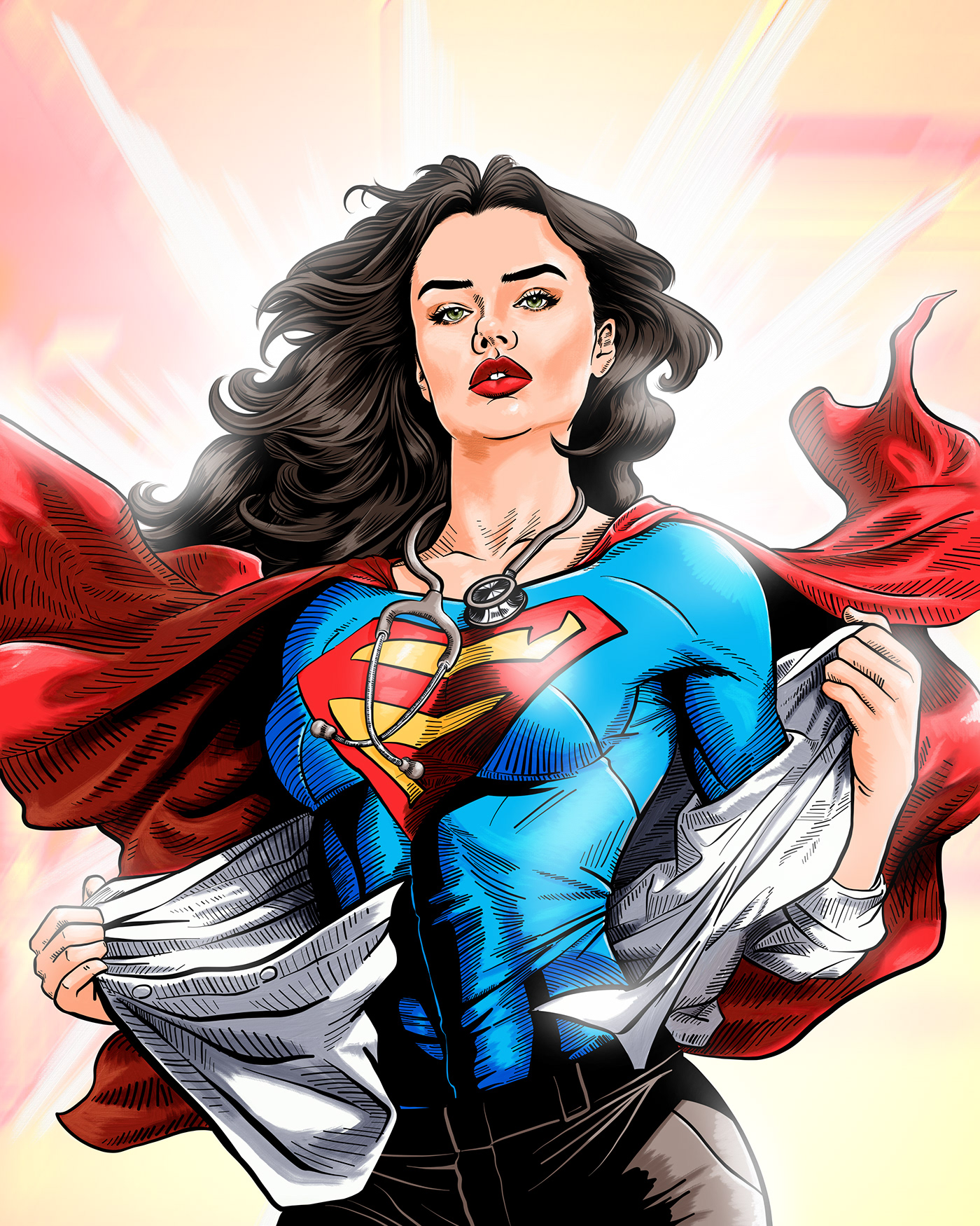adobe fresco art of yasin comics COVID-19 doctor Hero nurse Super Hero superman