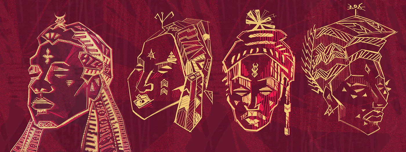 marca identidade visual Ilustração africa Adinkra mascaras design gráfico Show lettering