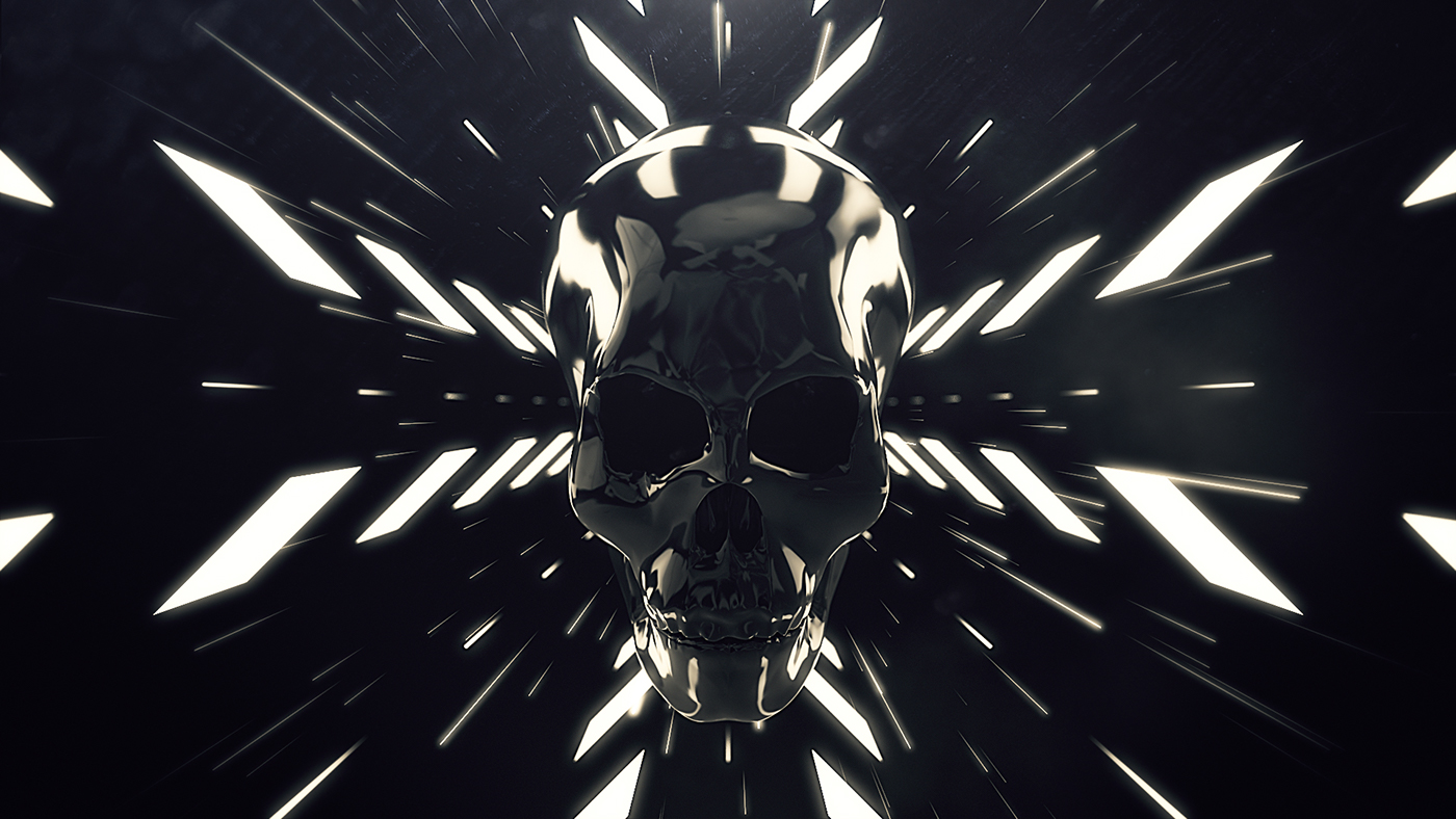 VJ video art scene background cinema 4d 3D content video backdrop music video skulls royksopp 2015 tour visuals neon glowing lights futuristic wireframe geometry