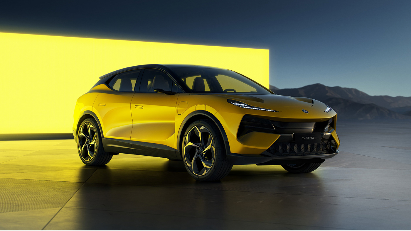 CGI eletre Lotus automotive   car design Maya visualization vray yellow
