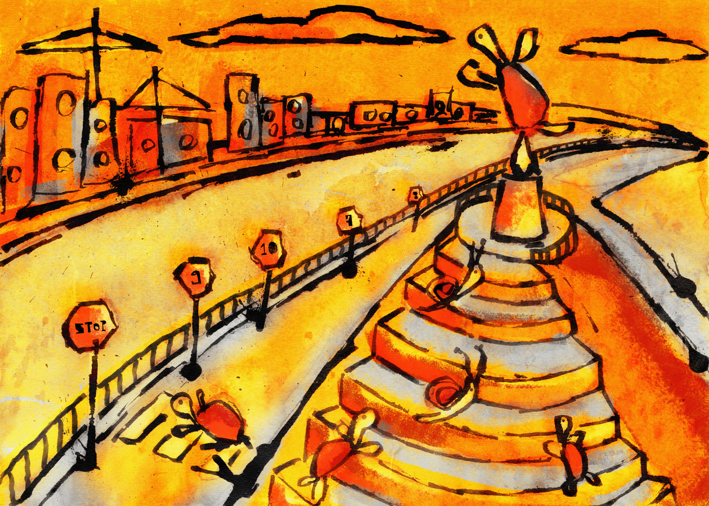ilustracion cuento ILLUSTRATION  postcard postal pais story lentitud slow illustrations