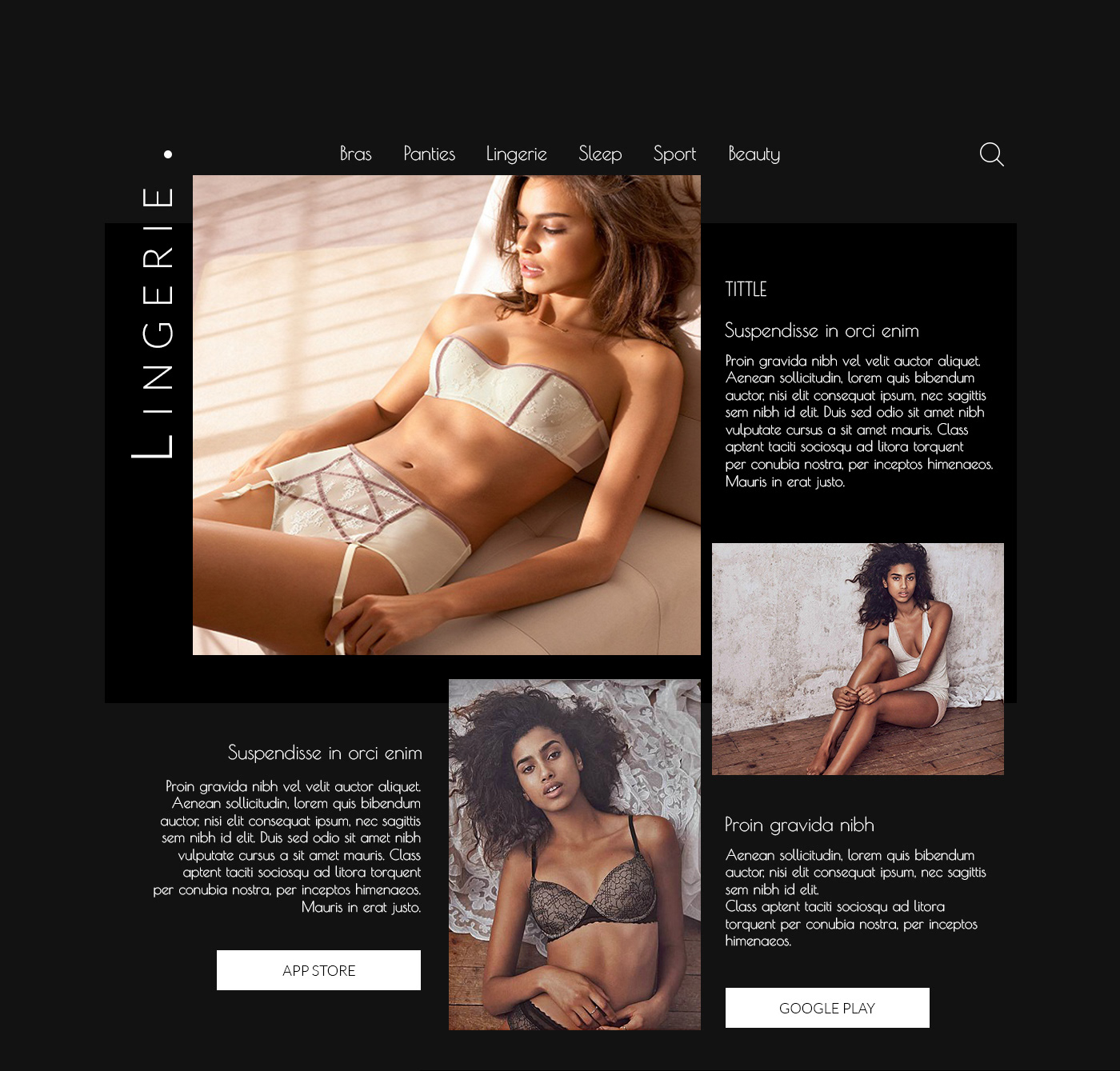 Web app UI ux landing page minimal free advertizing lingerie