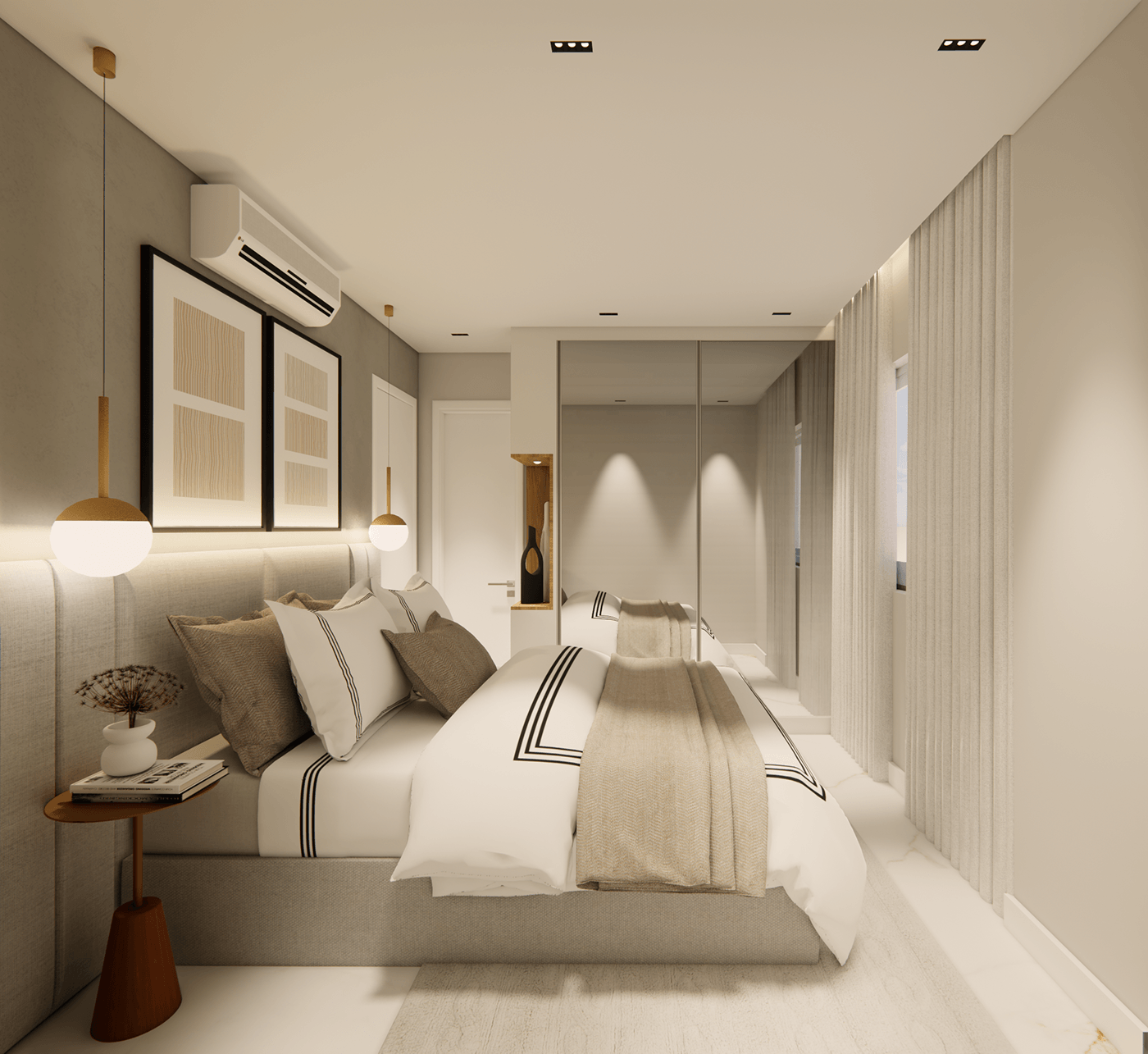 interior design  bedroom modern рендер Project guestroom Quartocasal