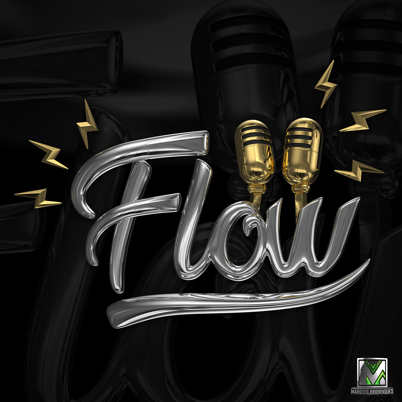 arte 3d flow Flow Podcast logo logo 3d podcast rap selo 3d youtube