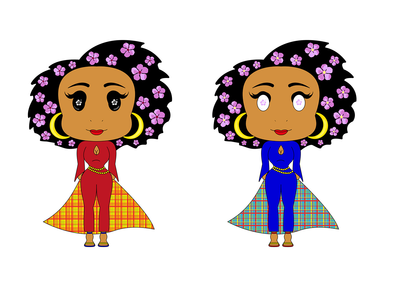 Caribbean Food  Mascot Drawing  digital illustration Graphic Designer Character design  Flowers Madras culture