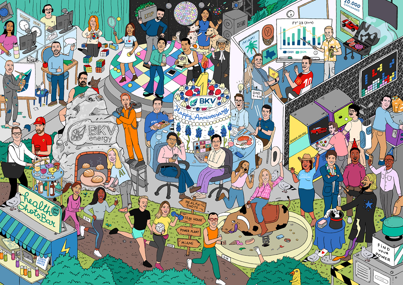 seek and find search and find Where's Waldo where's wally isometric illustration portrait funny corporate employees charicature