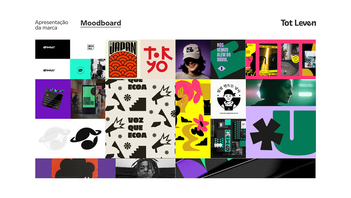 Moodboard elaborado para a Novas Ondas com base em projetos com uma estética japonês e de estúdios.