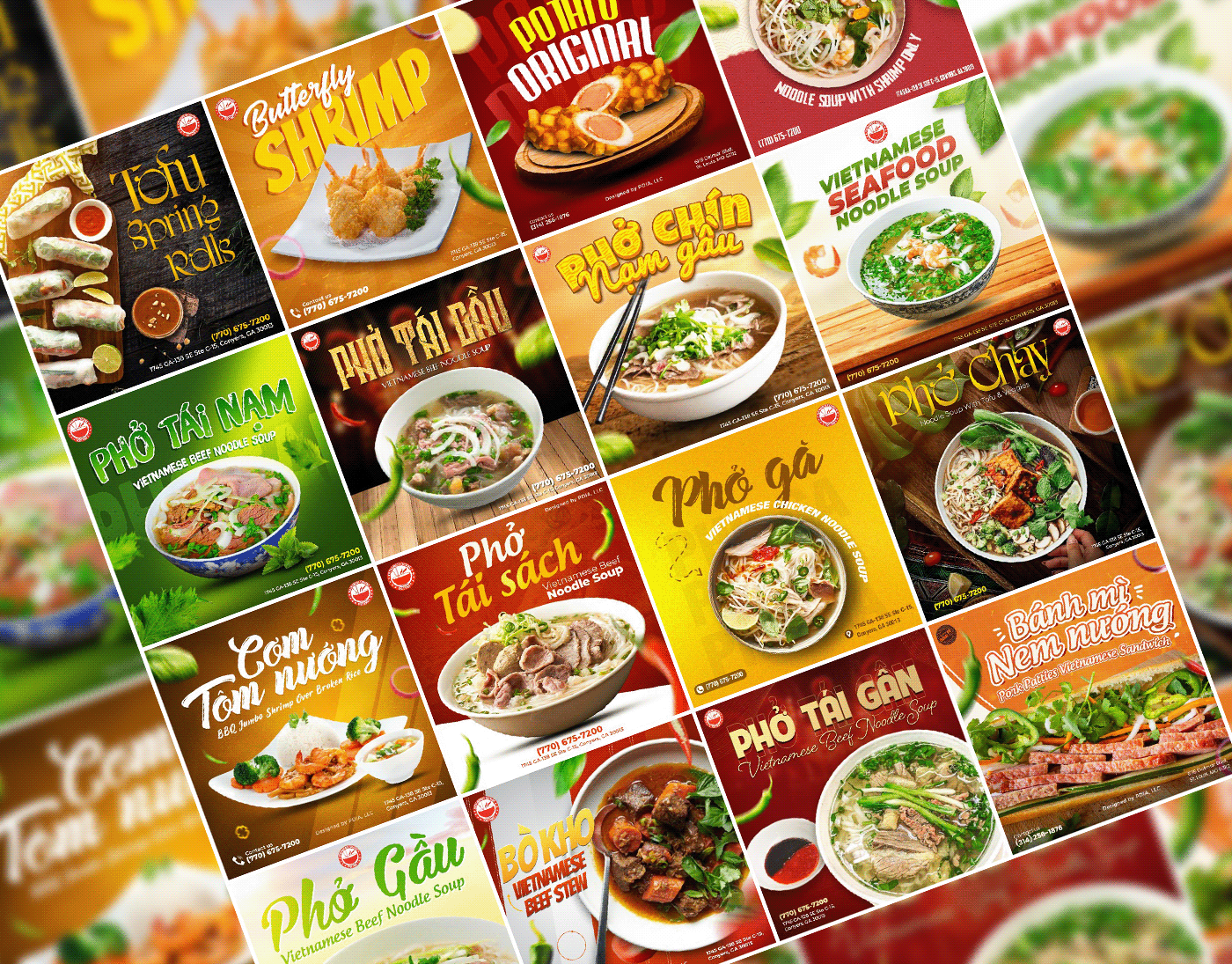 Noodle soup noodles restaurant Social media post social media food design vietnam food Design food