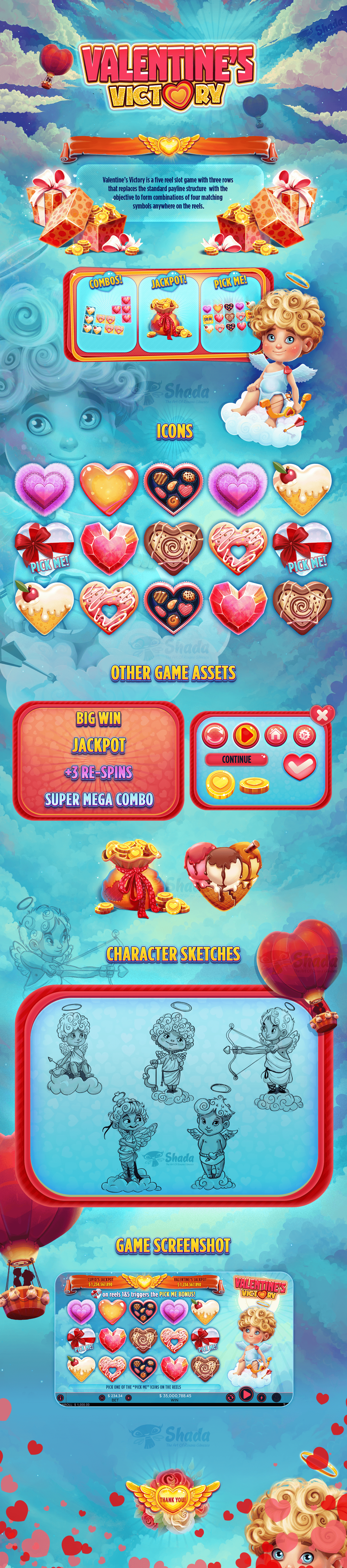 valentines day valentines victory videoslots Slots casino JackPot cartoon game ui icons